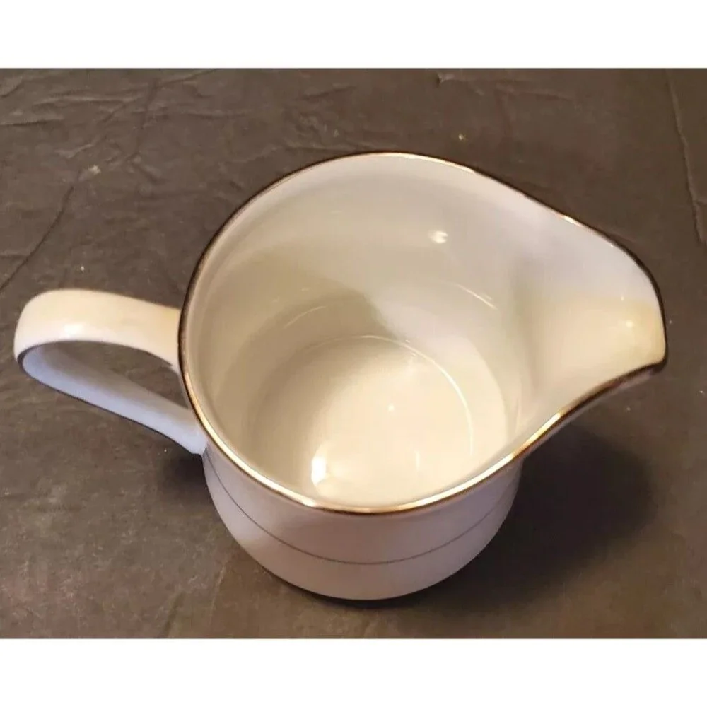 Brocade Style House Creamer Pitcher Made In Japan VTG Retired Platinum Trim Vtg